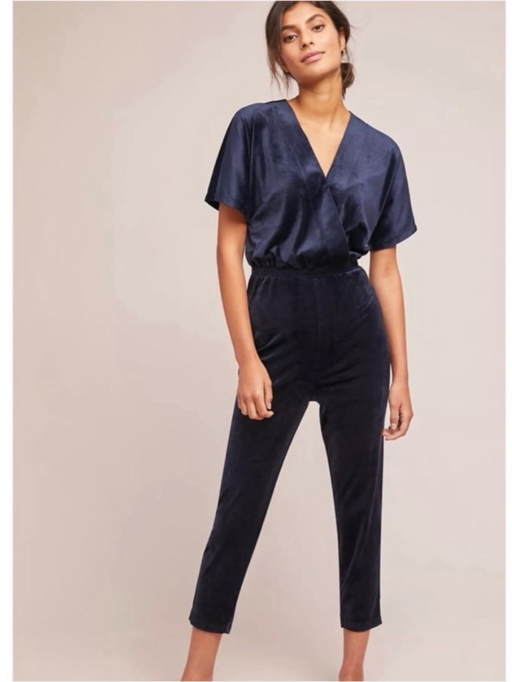 Anthropologie Saturday Sunday Velour Navy Jumpsuit